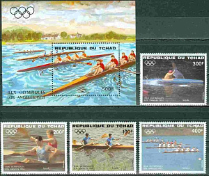 Чад, 1984, Олимпиада, Водный Спорт, 4 марки+блок
